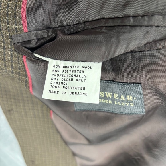 Alexander Lloyd Mens Brown Houndstooth Worsted Wool Blend Blazer Jacket Size 54L - Picture 5 of 13